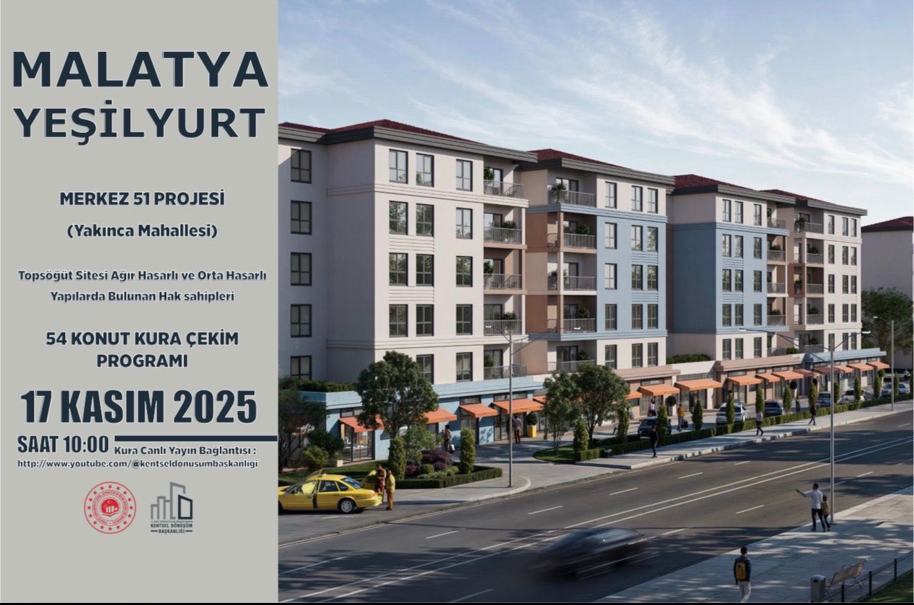 Malatya’da Rezerv Alandaki 521 Yeni Konut İçin Kura Heyecanı Başlıyor