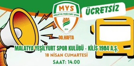 Malatya Yeşilyurtspor Maçına Ulaşım Ücretsiz 